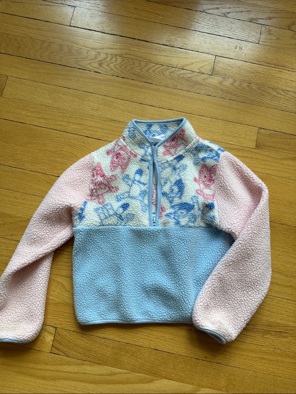 Bluey Cropped Pastel Floral Sherpa Pullover
